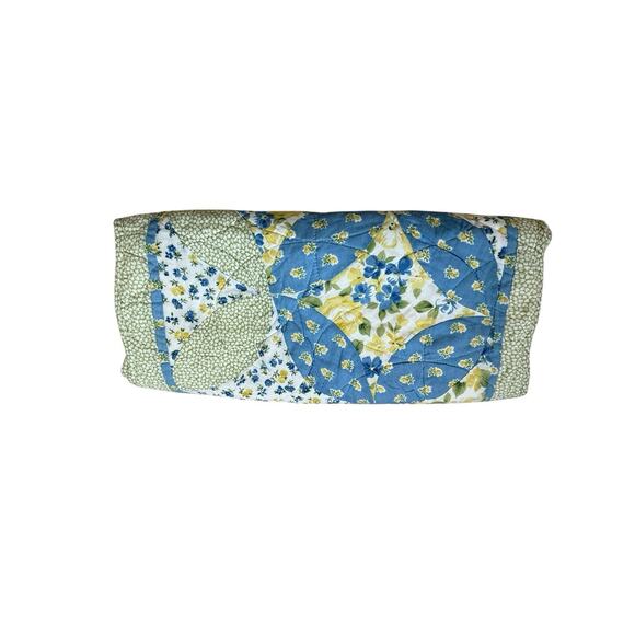 Laura Ashley Cottage Floral Quilted Pillow Sham Set Green Blue Yellow 20x26 - Picture 4 of 8